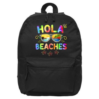 Hola Beaches Tie Dye Funny Beach Vacation Summer 16 in Basic Backpack