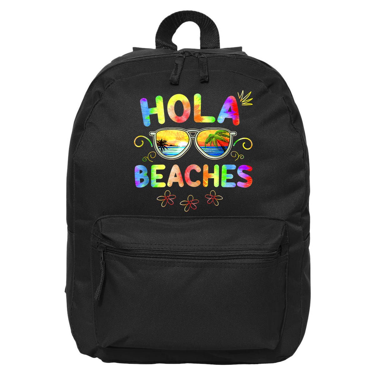Hola Beaches Tie Dye Funny Beach Vacation Summer 16 in Basic Backpack