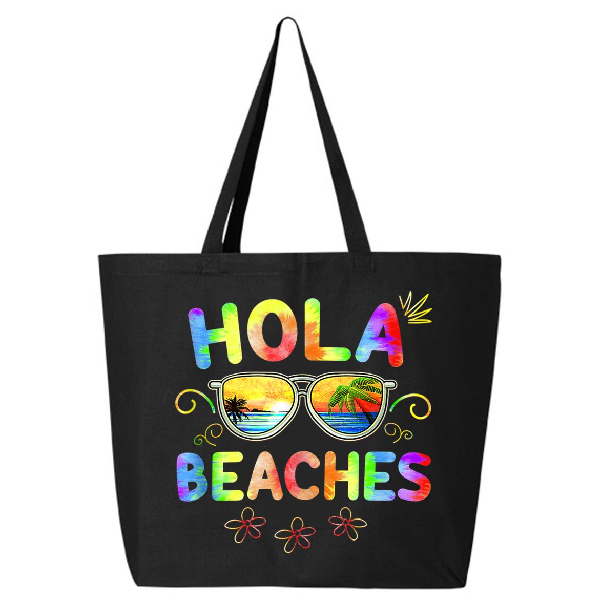 Hola Beaches Tie Dye Funny Beach Vacation Summer 25L Jumbo Tote