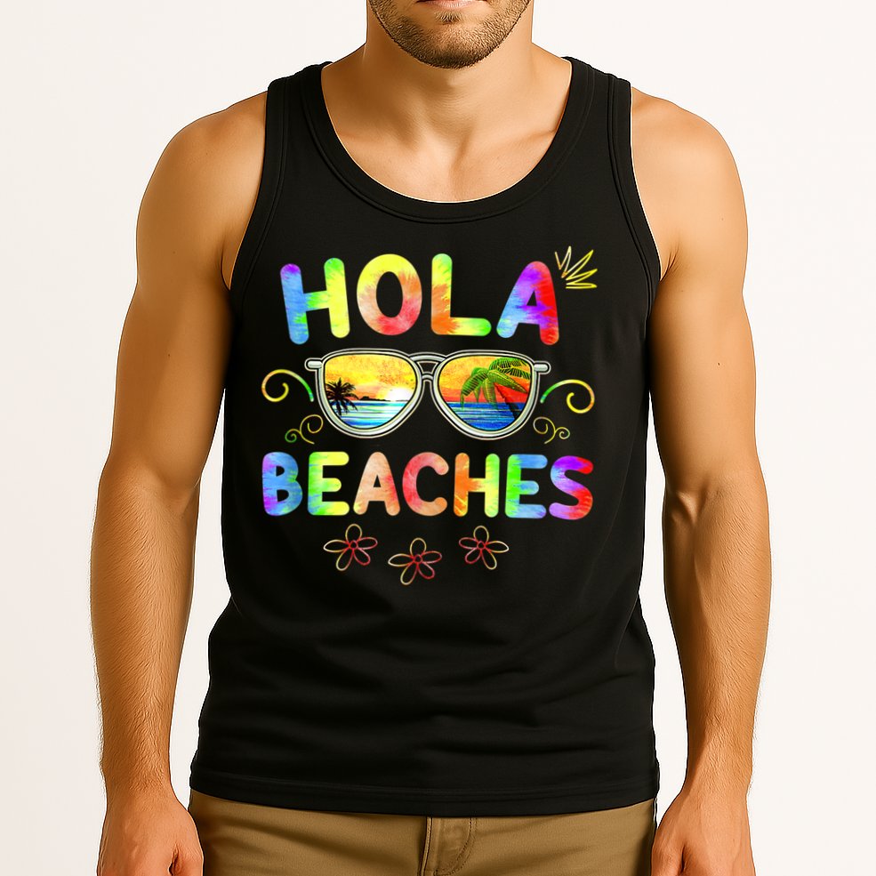 Hola Beaches Tie Dye Funny Beach Vacation Summer Tank Top