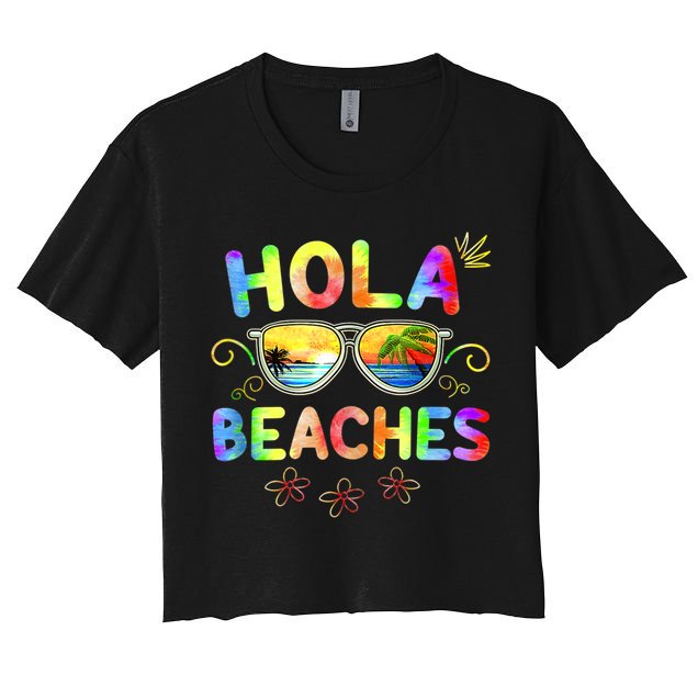 Hola Beaches Tie Dye Funny Beach Vacation Summer Crop Top