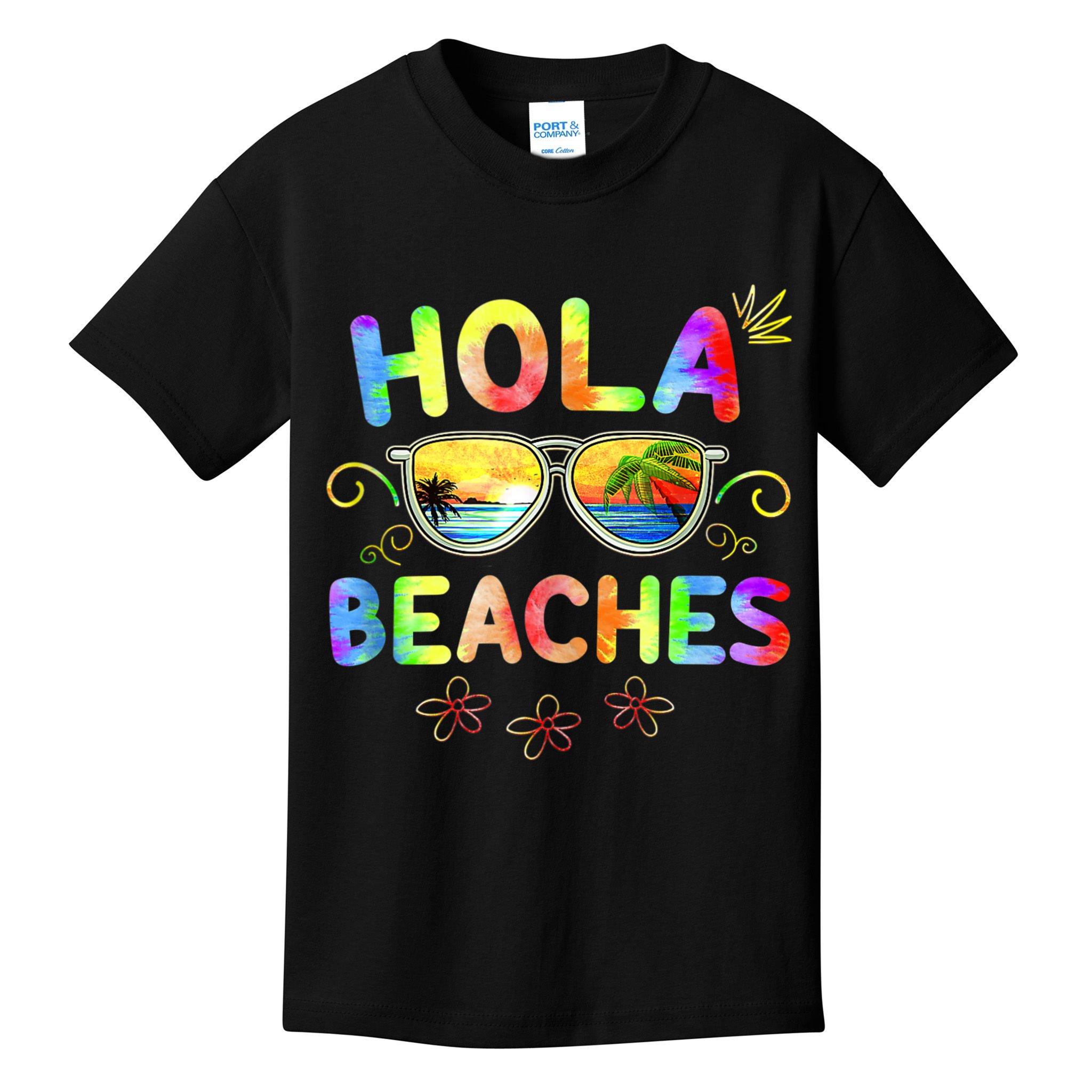 Hola Beaches Tie Dye Funny Beach Vacation Summer Kids T-Shirt