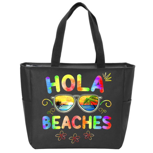 Hola Beaches Tie Dye Funny Beach Vacation Summer Zip Tote Bag