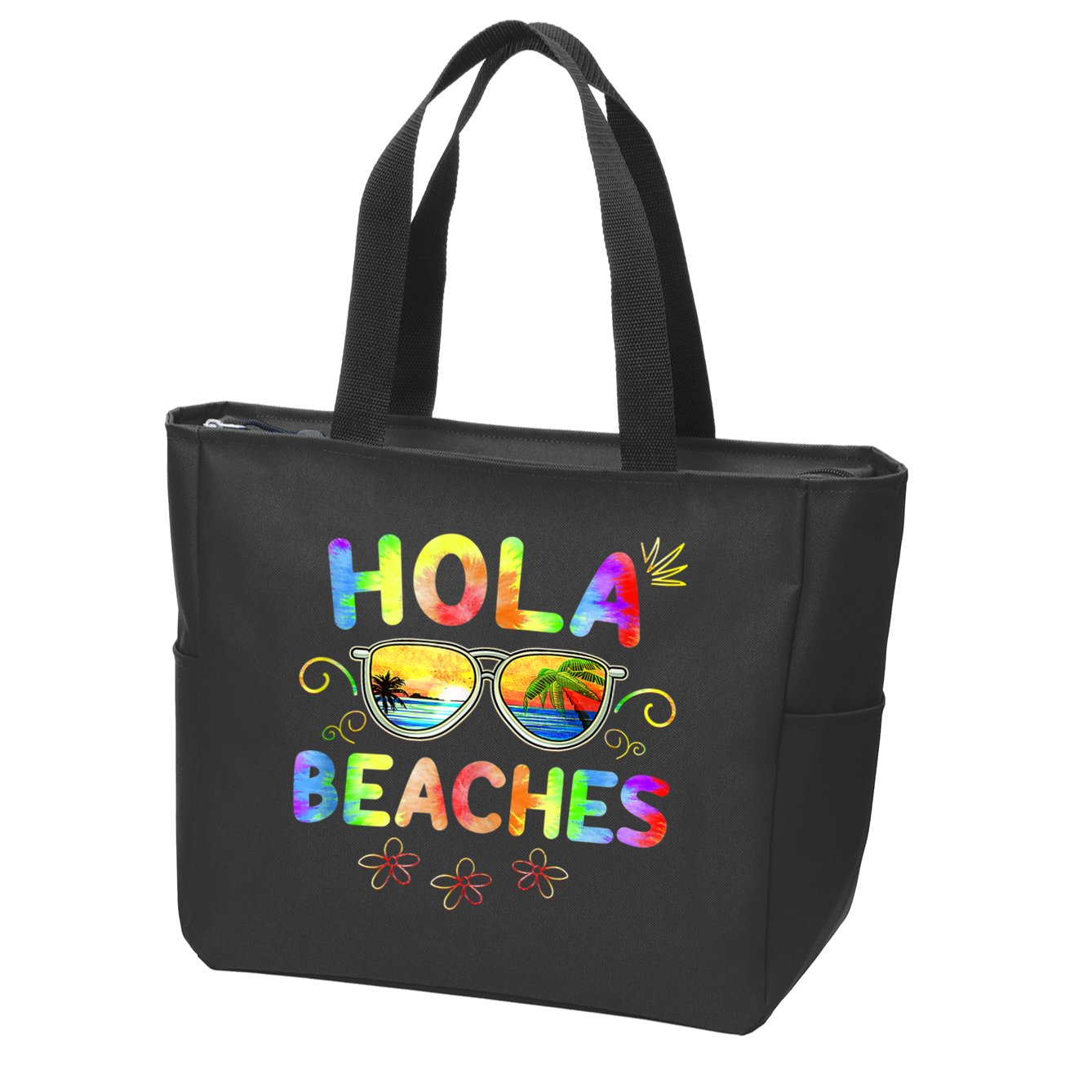 Hola Beaches Tie Dye Funny Beach Vacation Summer Zip Tote Bag