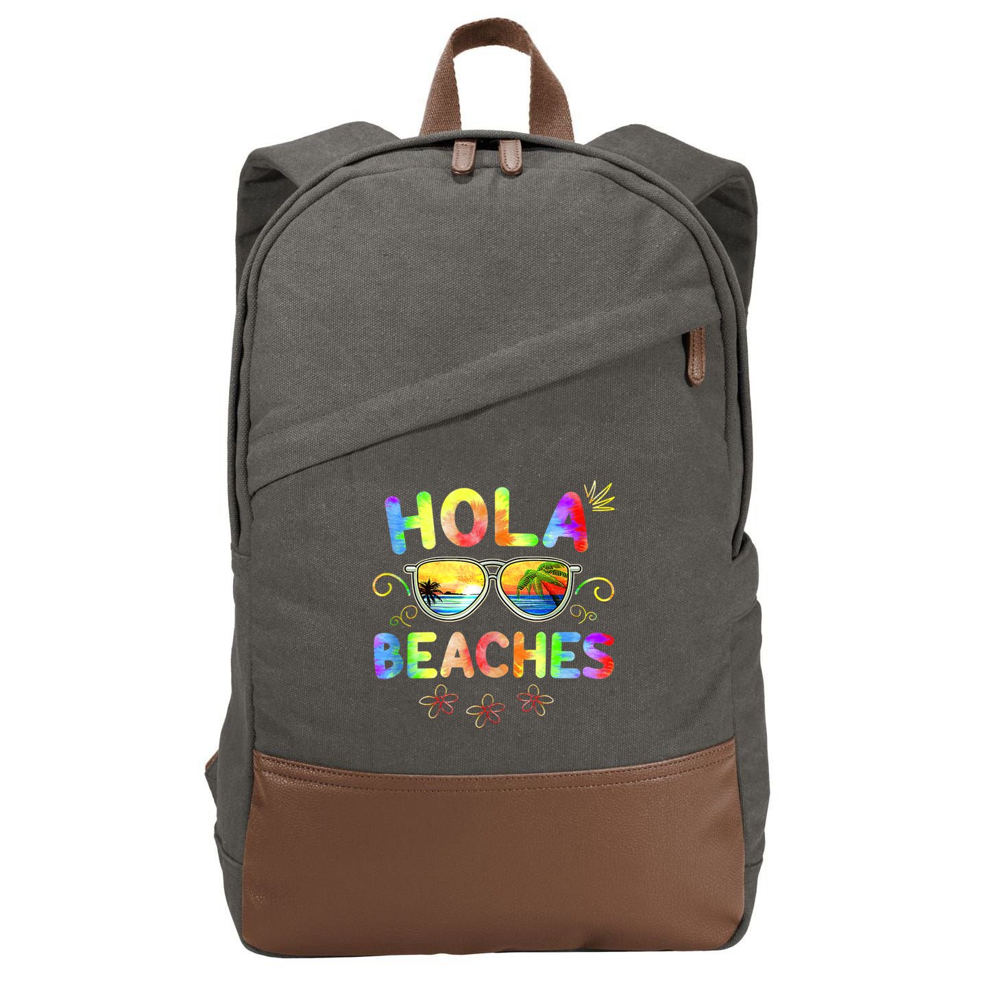 Hola Beaches Tie Dye Funny Beach Vacation Summer Cotton Canvas Backpack