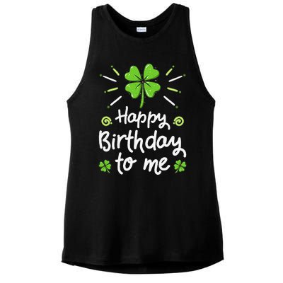 Happy Birthday To Me St Patricks Day Lucky Birthday Shamrock Ladies PosiCharge Tri-Blend Wicking Tank