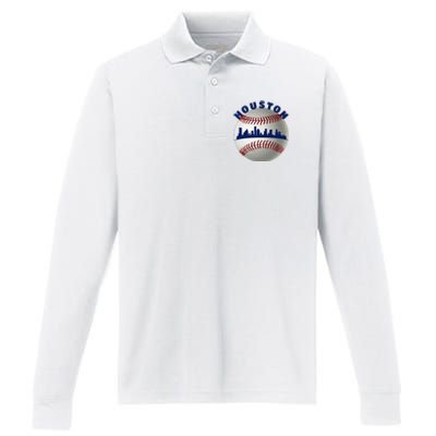 Houston Baseball Team Fans Of Space City Houston Baseball Performance Long Sleeve Polo