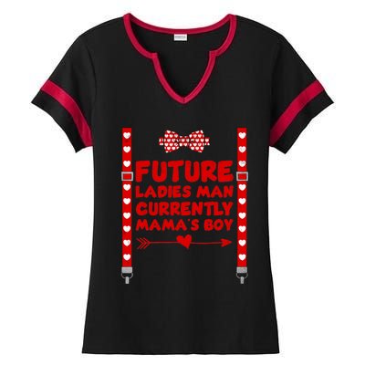 Hearts Bow Tie & Suspenders Valentines Day Ladies Halftime Notch Neck Tee