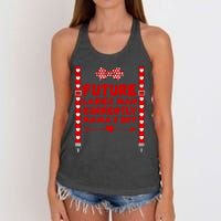 Hearts Bow Tie & Suspenders Valentines Day Women's Knotted Racerback Tank