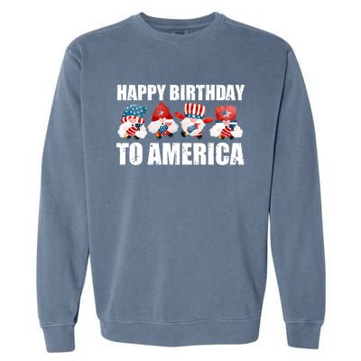 Happy Birthday To America Fireworks Dad Usa Cute Gift Garment-Dyed Sweatshirt