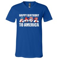 Happy Birthday To America Fireworks Dad Usa Cute Gift V-Neck T-Shirt