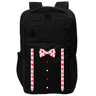 Hearts Bow Tie & Suspenders Valentines Day Boy Impact Tech Backpack