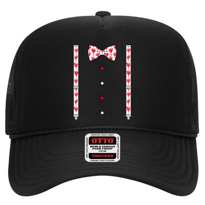 Hearts Bow Tie & Suspenders Valentines Day Boy Trucker Hat