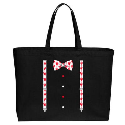 Hearts Bow Tie & Suspenders Valentines Day Boy Cotton Canvas Jumbo Tote