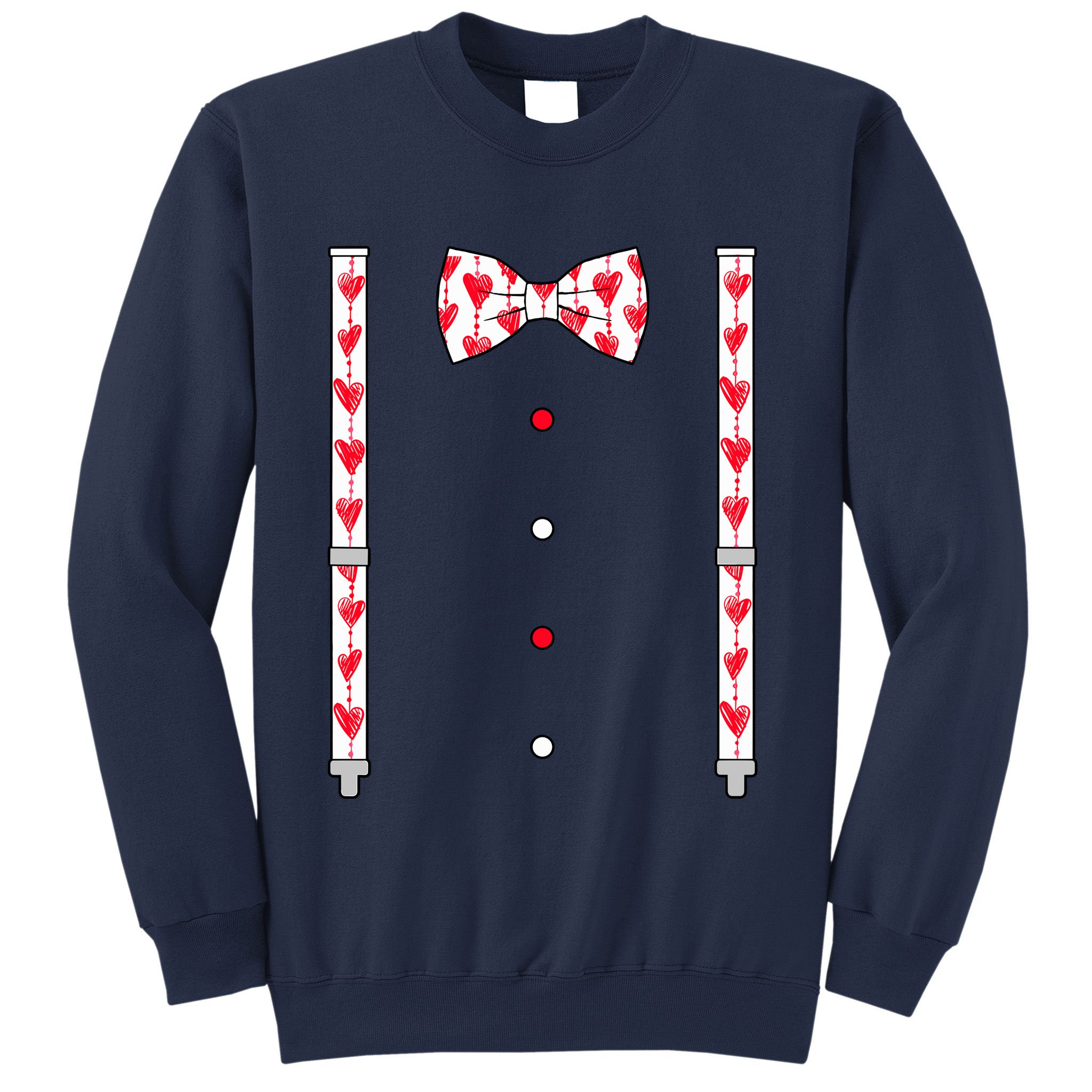 Hearts Bow Tie & Suspenders Valentines Day Boy Sweatshirt