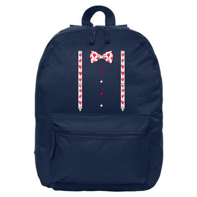 Hearts Bow Tie & Suspenders Valentines Day Boy 16 in Basic Backpack