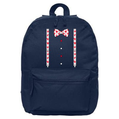 Hearts Bow Tie & Suspenders Valentines Day Boy 16 in Basic Backpack