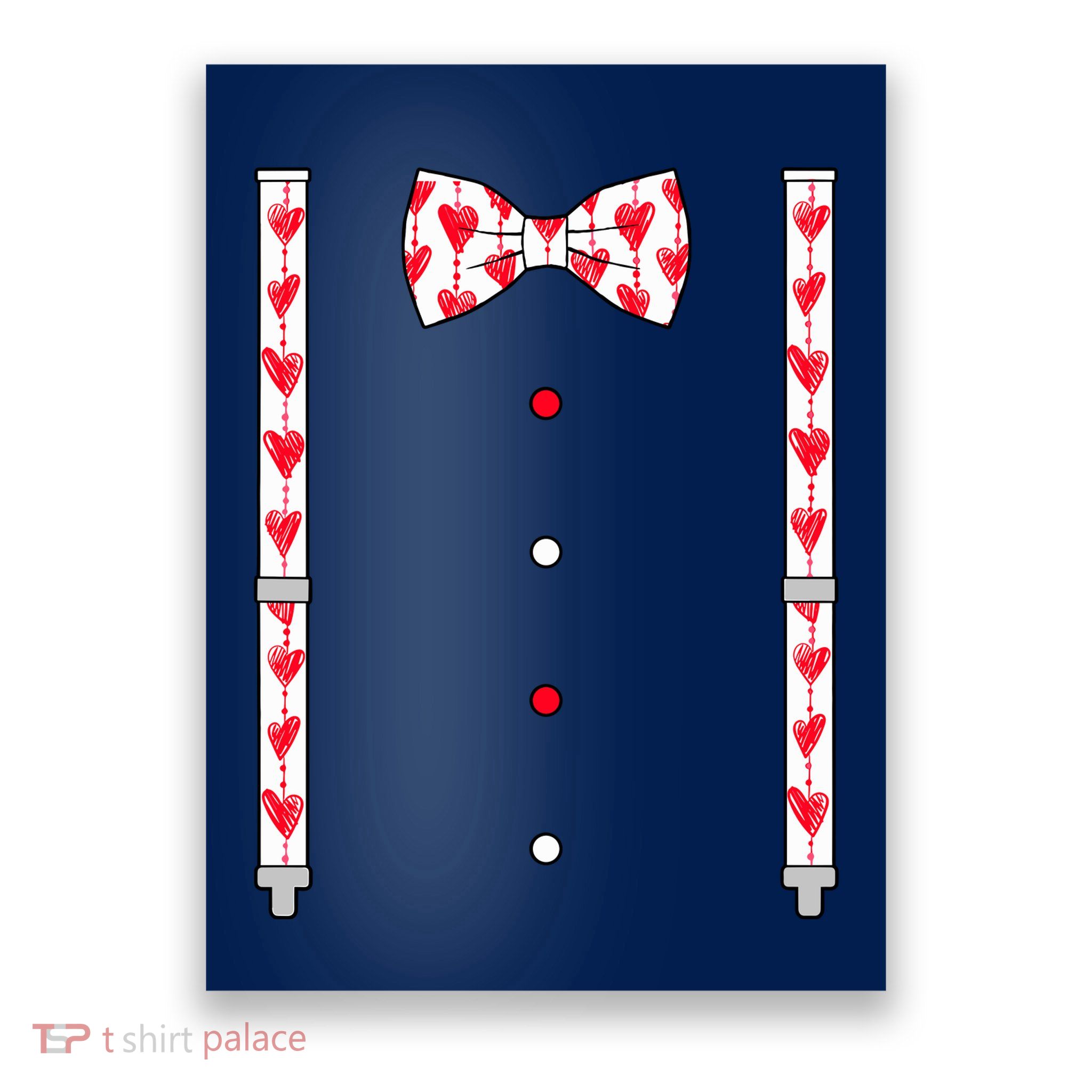 Hearts Bow Tie & Suspenders Valentines Day Boy Poster