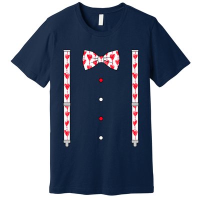 Hearts Bow Tie & Suspenders Valentines Day Boy Premium T-Shirt