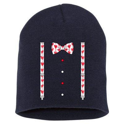Hearts Bow Tie & Suspenders Valentines Day Boy Short Acrylic Beanie