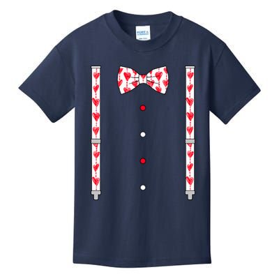 Hearts Bow Tie & Suspenders Valentines Day Boy Kids T-Shirt