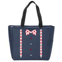 Hearts Bow Tie & Suspenders Valentines Day Boy Zip Tote Bag