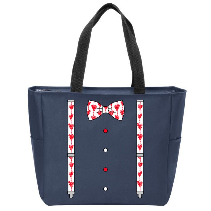 Hearts Bow Tie & Suspenders Valentines Day Boy Zip Tote Bag