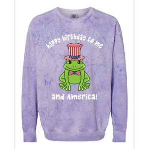 Happy Birthday To Me And America Patriotic 4th Of July Frog Gift Colorblast Crewneck Sweatshirt