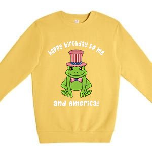 Happy Birthday To Me And America Patriotic 4th Of July Frog Gift Premium Crewneck Sweatshirt