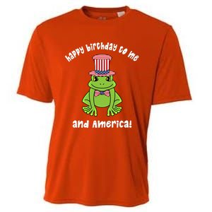 Happy Birthday To Me And America Patriotic 4th Of July Frog Gift Cooling Performance Crew T-Shirt