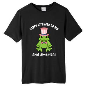 Happy Birthday To Me And America Patriotic 4th Of July Frog Gift Tall Fusion ChromaSoft Performance T-Shirt