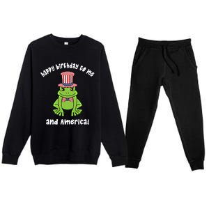 Happy Birthday To Me And America Patriotic 4th Of July Frog Gift Premium Crewneck Sweatsuit Set