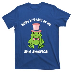 Happy Birthday To Me And America Patriotic 4th Of July Frog Gift T-Shirt