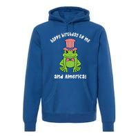 Happy Birthday To Me And America Patriotic 4th Of July Frog Gift Premium Hoodie