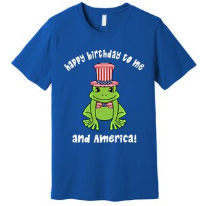 Happy Birthday To Me And America Patriotic 4th Of July Frog Gift Premium T-Shirt