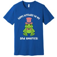 Happy Birthday To Me And America Patriotic 4th Of July Frog Gift Premium T-Shirt