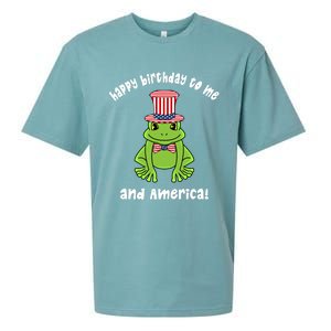 Happy Birthday To Me And America Patriotic 4th Of July Frog Gift Sueded Cloud Jersey T-Shirt