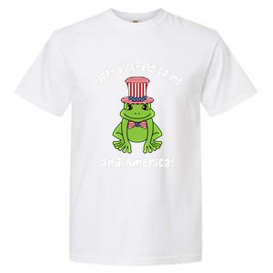 Happy Birthday To Me And America Patriotic 4th Of July Frog Gift Garment-Dyed Heavyweight T-Shirt