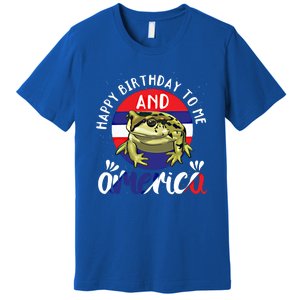 Happy Birthday To Me And America Flag Funny Frog Love Gift Premium T-Shirt