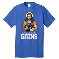 Hallowed Be Thy Gains Jesus Weight Lifting Workout Tall T-Shirt