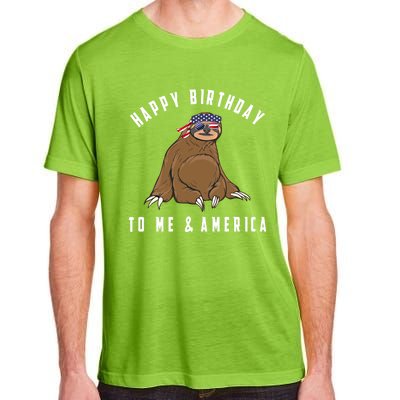 Happy Birthday To Me And America Patriotic Sloth 4th Of July Gift Adult ChromaSoft Performance T-Shirt