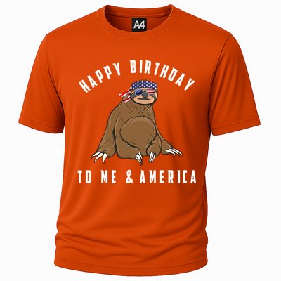 Happy Birthday To Me And America Patriotic Sloth 4th Of July Gift Cooling Performance Crew T-Shirt