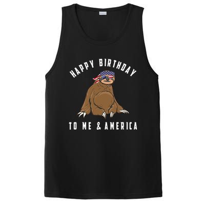 Happy Birthday To Me And America Patriotic Sloth 4th Of July Gift PosiCharge Competitor Tank