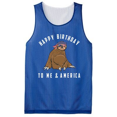 Happy Birthday To Me And America Patriotic Sloth 4th Of July Gift Mesh Reversible Basketball Jersey Tank