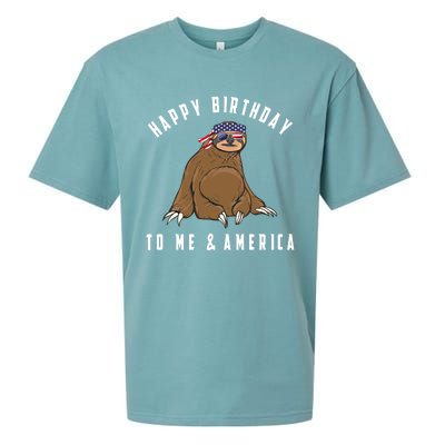 Happy Birthday To Me And America Patriotic Sloth 4th Of July Gift Sueded Cloud Jersey T-Shirt