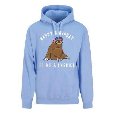 Happy Birthday To Me And America Patriotic Sloth 4th Of July Gift Unisex Surf Hoodie