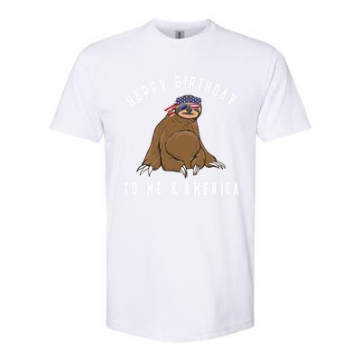 Happy Birthday To Me And America Patriotic Sloth 4th Of July Gift Softstyle CVC T-Shirt