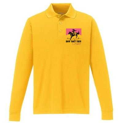 How Bout Them Cowgirls Boy Aint They Somethin Performance Long Sleeve Polo