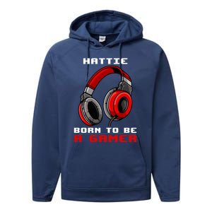 Hattie Born To Be A Gamer Personalized Gift Performance Fleece Hoodie