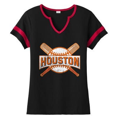 Houston Baseball Team Love Sport Funny Gifts Ladies Halftime Notch Neck Tee